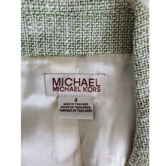 Michael Kors Linen Blend Spring Green & Cream Tweed Jacket Blazer - Size S - Picture 7 of 8